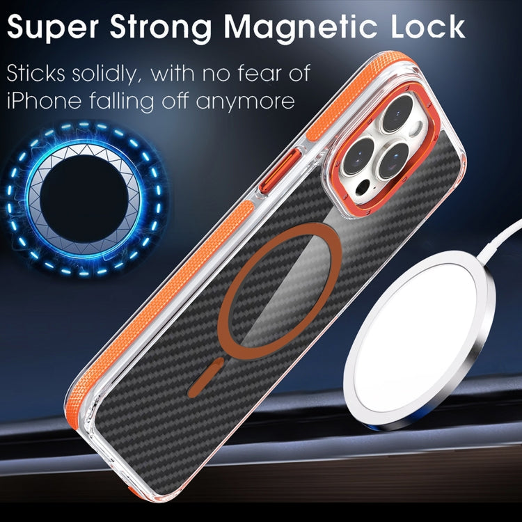 For iPhone 15 Pro Magsafe Dual-Color Carbon Fiber Phone Case(Orange) - HoMEdemic™ 