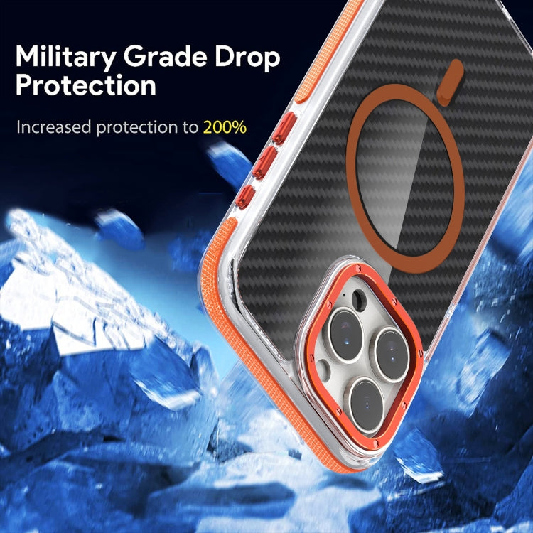 For iPhone 15 Pro Magsafe Dual-Color Carbon Fiber Phone Case(Orange) - HoMEdemic™ 