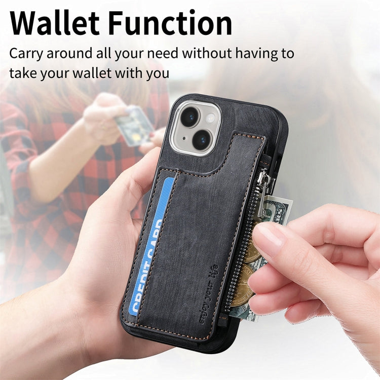 For iPhone 15 Pro Magsafe Zipper RFID Wallet All-inclusive Shockrpoof Phone Case(Black) - HoMEdemic™ 