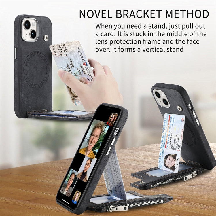 For iPhone 15 Pro Magsafe Zipper RFID Wallet All-inclusive Shockrpoof Phone Case(Black) - HoMEdemic™ 