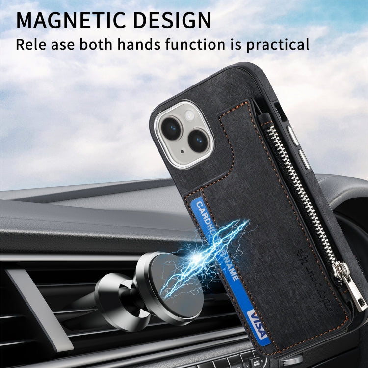 For iPhone 15 Pro Magsafe Zipper RFID Wallet All-inclusive Shockrpoof Phone Case(Black) - HoMEdemic™ 