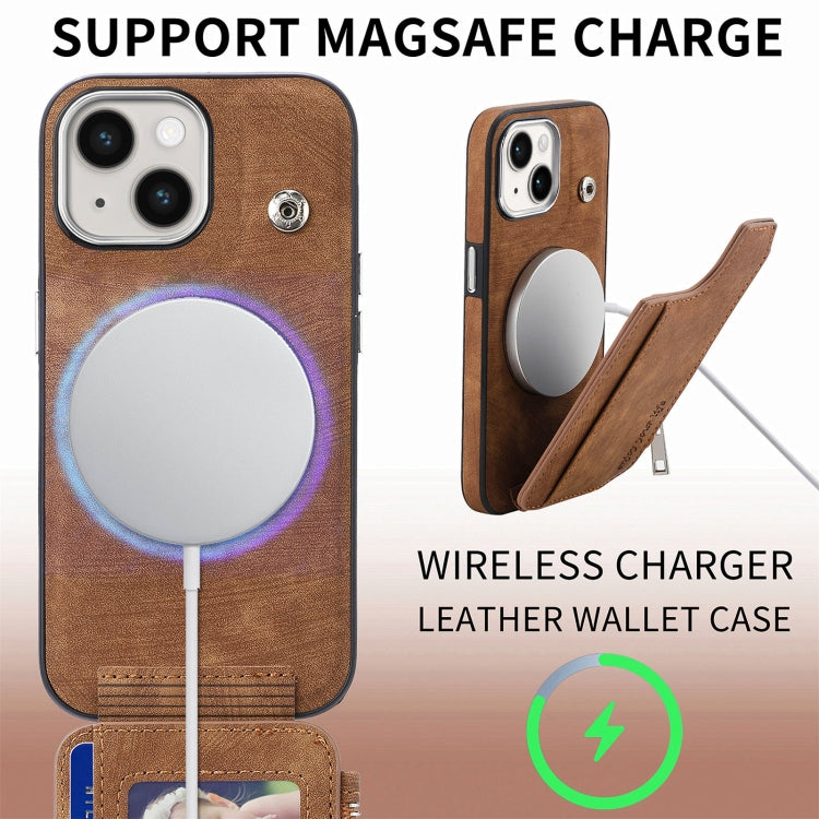 For iPhone 15 Pro Magsafe Zipper RFID Wallet All-inclusive Shockrpoof Phone Case(Brown) - HoMEdemic™ 