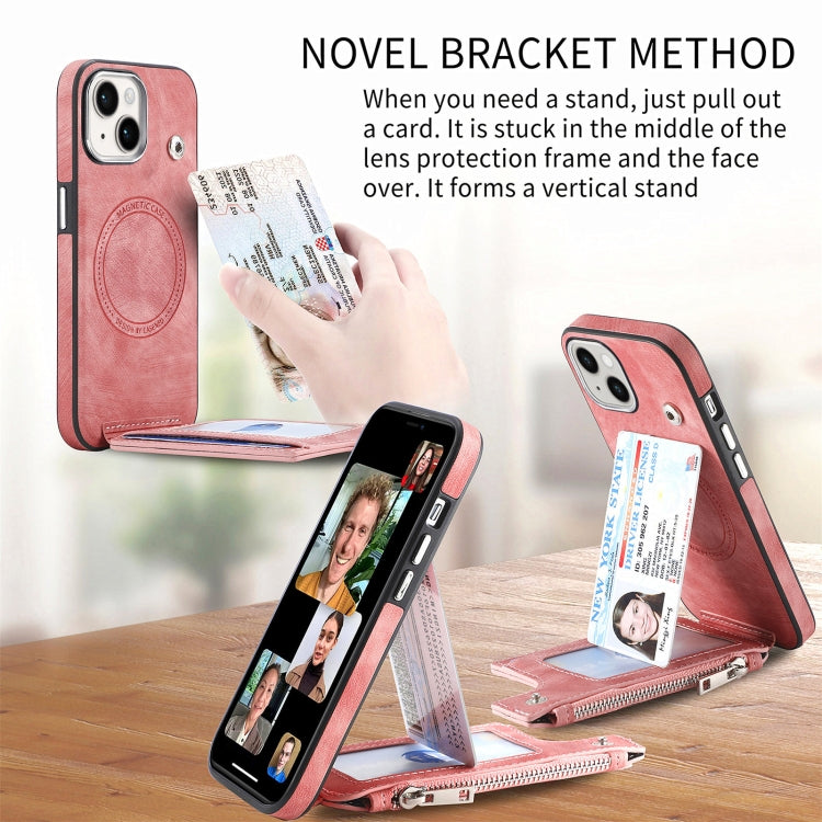 For iPhone 15 Pro Magsafe Zipper RFID Wallet All-inclusive Shockrpoof Phone Case(Pink) - HoMEdemic™ 