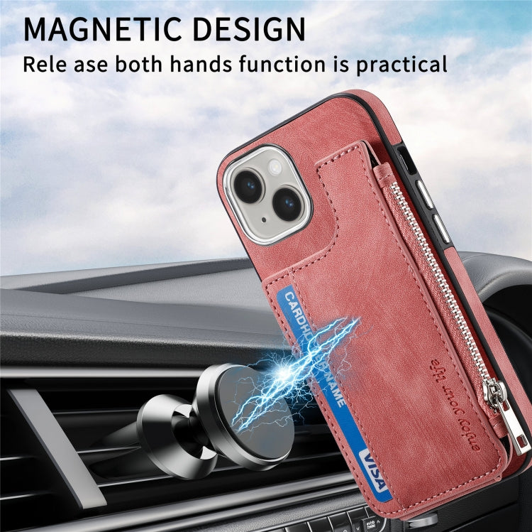 For iPhone 15 Pro Magsafe Zipper RFID Wallet All-inclusive Shockrpoof Phone Case(Pink) - HoMEdemic™ 