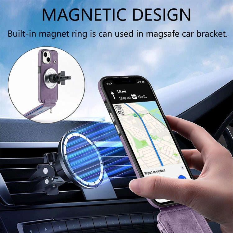 For iPhone 15 Pro Magsafe Zipper RFID Wallet All-inclusive Shockrpoof Phone Case(Purple) - HoMEdemic™ 
