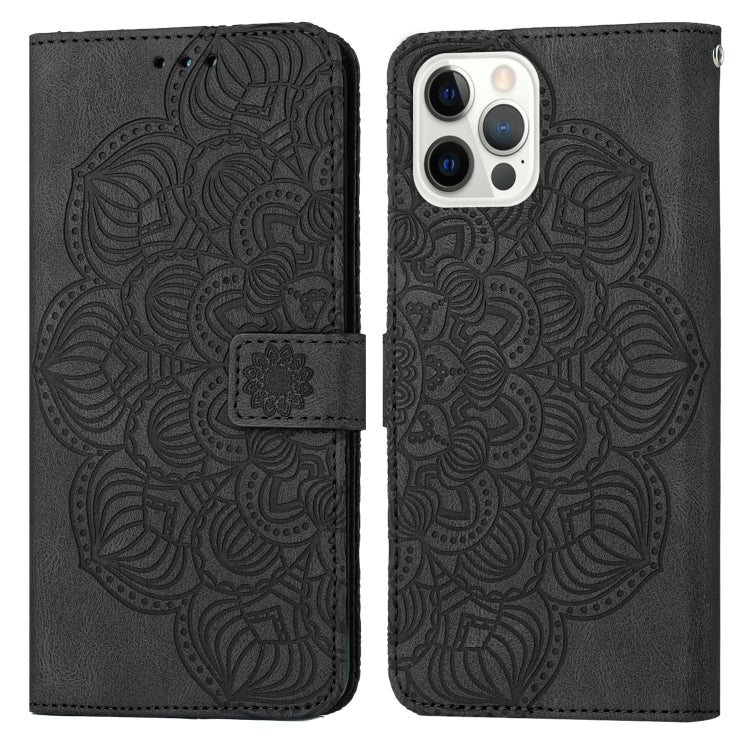 For iPhone 15 Pro Mandala Embossed Flip Leather Phone Case(Black) - HoMEdemic™ 
