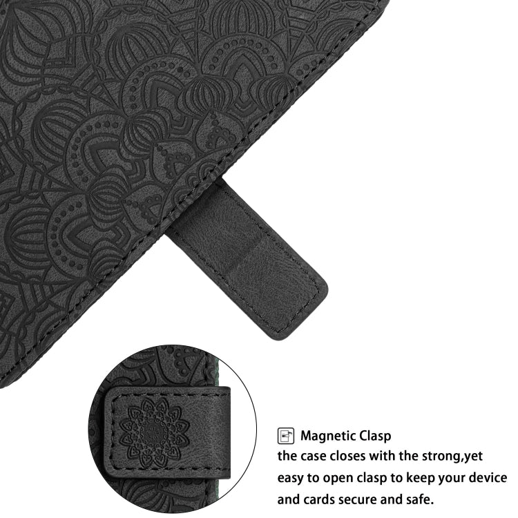 For iPhone 15 Pro Mandala Embossed Flip Leather Phone Case(Black) - HoMEdemic™ 