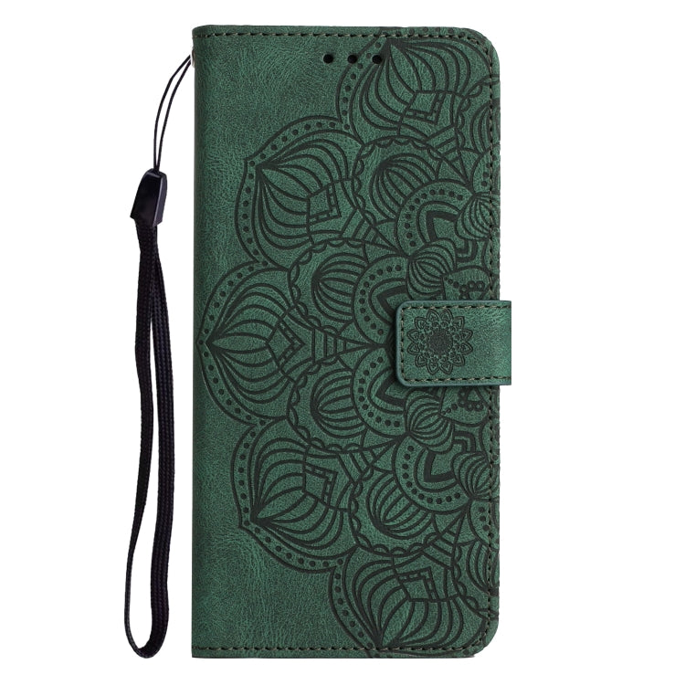 For iPhone 15 Pro Mandala Embossed Flip Leather Phone Case(Green) - HoMEdemic™ 