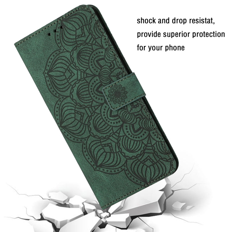 For iPhone 15 Pro Mandala Embossed Flip Leather Phone Case(Green) - HoMEdemic™ 