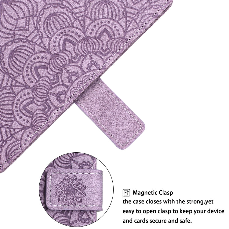 For iPhone 15 Pro Mandala Embossed Flip Leather Phone Case(Purple) - HoMEdemic™ 