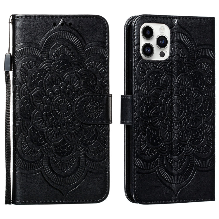 For iPhone 15 Pro Mandala Embossing Pattern Horizontal Flip Leather Phone Case(Black) - HoMEdemic™ 
