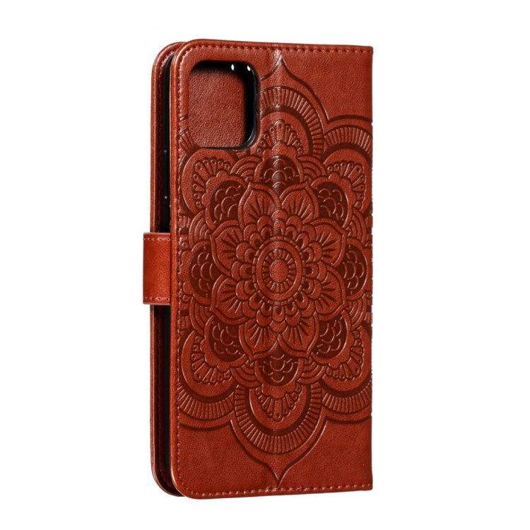 For iPhone 15 Pro Mandala Embossing Pattern Horizontal Flip Leather Phone Case(Brown) - HoMEdemic™ 