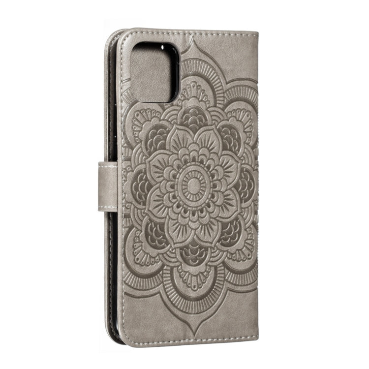 For iPhone 15 Pro Mandala Embossing Pattern Horizontal Flip Leather Phone Case(Gray) - HoMEdemic™ 