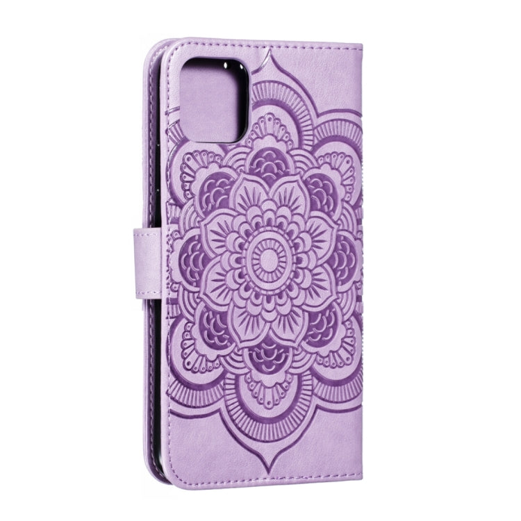 For iPhone 15 Pro Mandala Embossing Pattern Horizontal Flip Leather Phone Case(Purple) - HoMEdemic™ 