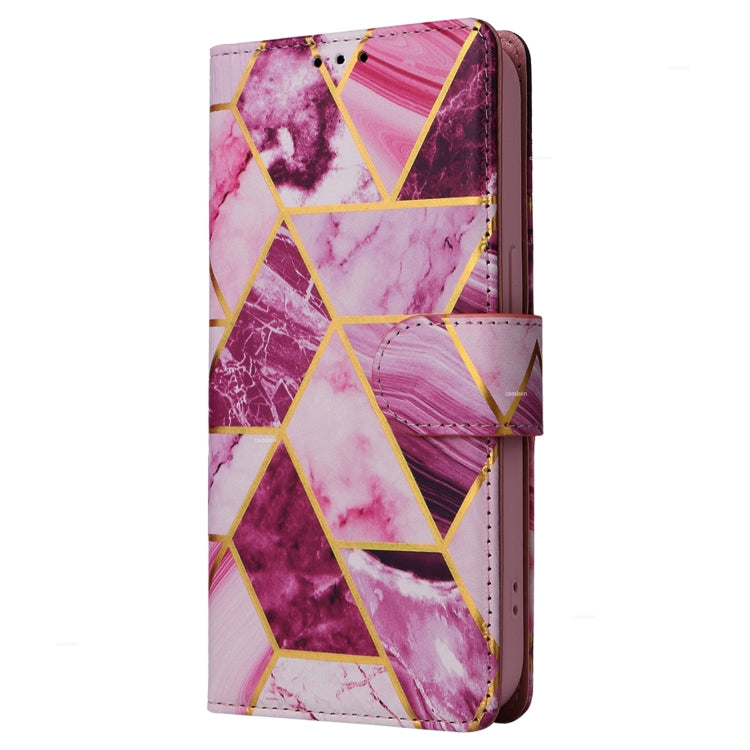 For iPhone 15 Pro Marble Bronzing Stitching Leather Phone Case(Purple) - HoMEdemic™ 