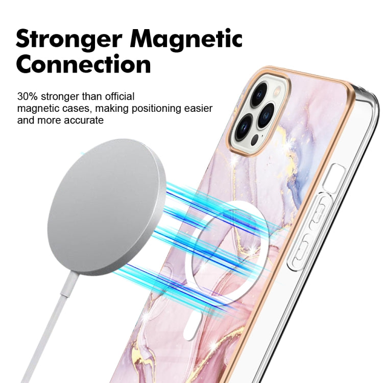 For iPhone 15 Pro Marble Pattern Dual-side IMD Magsafe TPU Phone Case(Rose Gold 005) - HoMEdemic™ 
