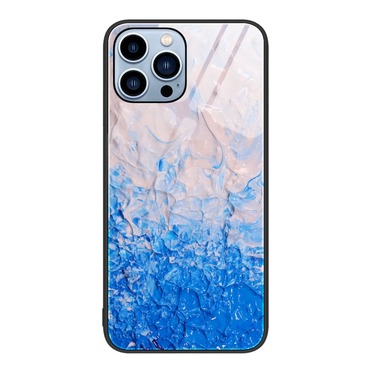 For iPhone 15 Pro Marble Pattern Glass Protective Phone Case(Ocean Waves) - HoMEdemic™ 