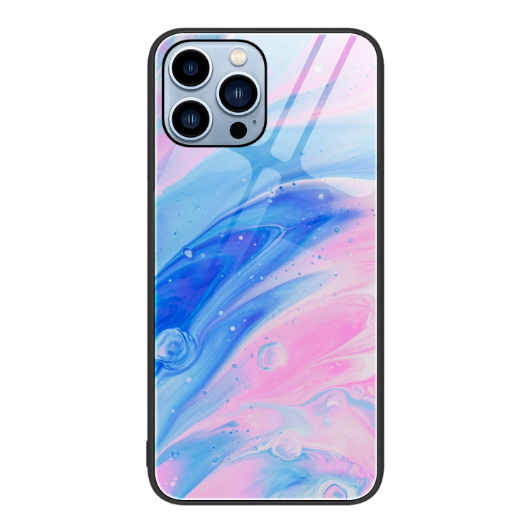 For iPhone 15 Pro Marble Pattern Glass Protective Phone Case(Pink) - HoMEdemic™ 