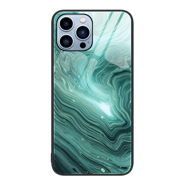 For iPhone 15 Pro Marble Pattern Glass Protective Phone Case(Water Waves) - HoMEdemic™ 
