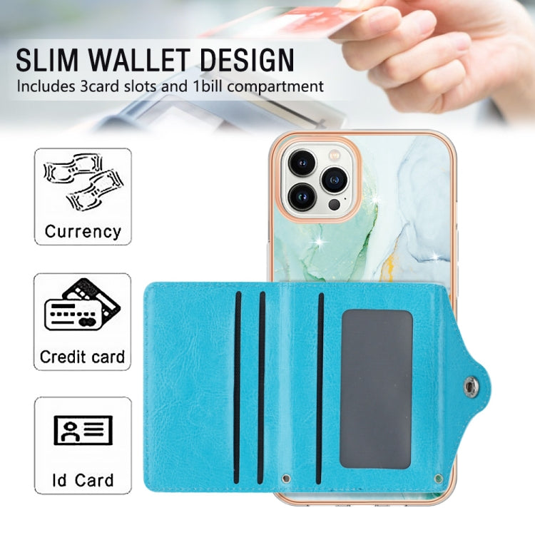 For iPhone 15 Pro Marble Pattern IMD Card Slot Phone Case(Green) - HoMEdemic™ 