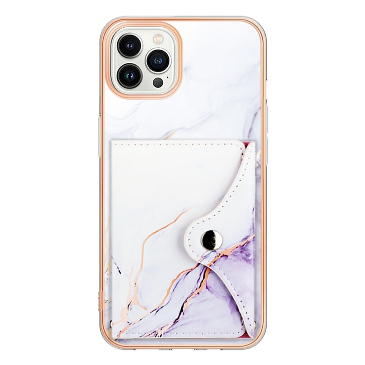 For iPhone 15 Pro Marble Pattern IMD Card Slot Phone Case(White Purple) - HoMEdemic™ 