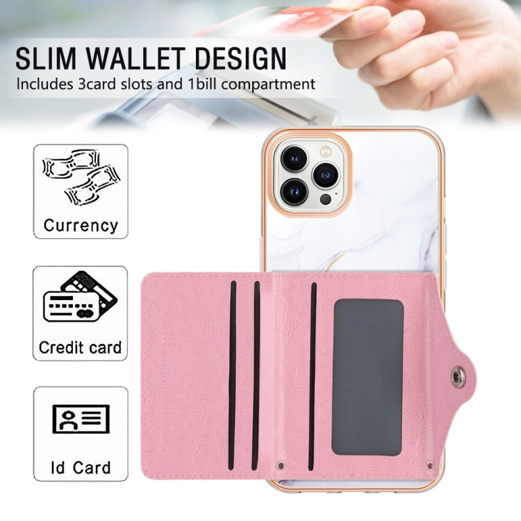 For iPhone 15 Pro Marble Pattern IMD Card Slot Phone Case(White Purple) - HoMEdemic™ 