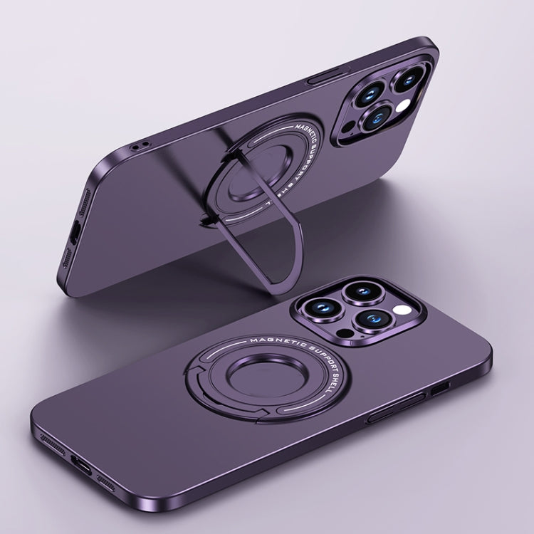 For iPhone 15 Pro Matte Magsafe Magnetic Phone Case with Trolley Holder(Night Purple) - HoMEdemic™ 