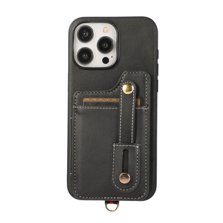 For iPhone 15 Pro Max 01 RFID Card Bag Cowhide Texture PU Phone Case(Black) - HoMEdemic™ 