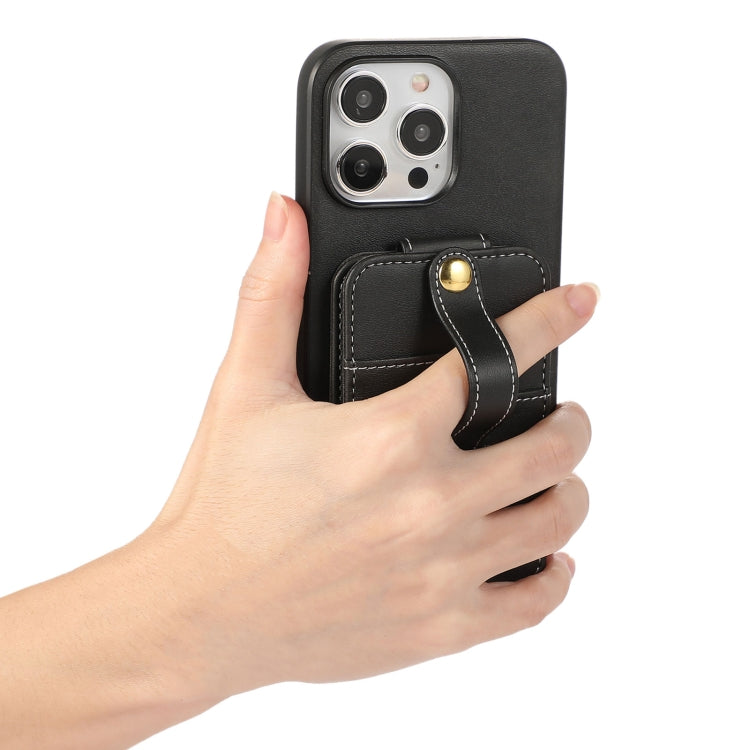 For iPhone 15 Pro Max 02 RFID Card Bag Cowhide Texture PU Phone Case(Black) - HoMEdemic™ 