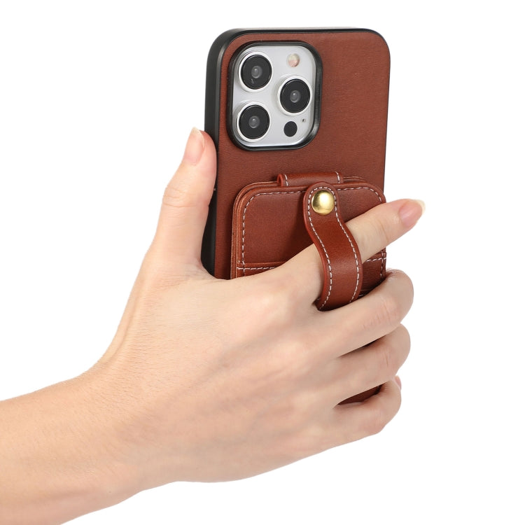 For iPhone 15 Pro Max 02 RFID Card Bag Cowhide Texture PU Phone Case(Brown) - HoMEdemic™ 