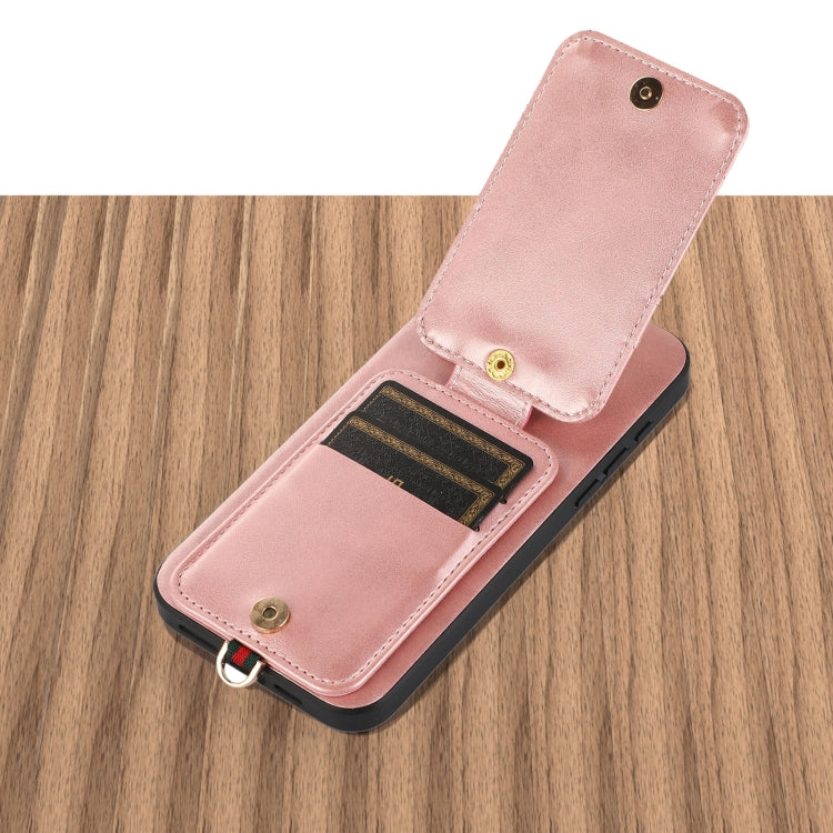 For iPhone 15 Pro Max 02 RFID Card Bag Cowhide Texture PU Phone Case(Pink) - HoMEdemic™ 
