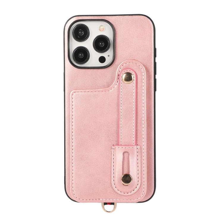 For iPhone 15 Pro Max 03 RFID Card Bag Cowhide Texture PU Phone Case(Pink) - HoMEdemic™ 