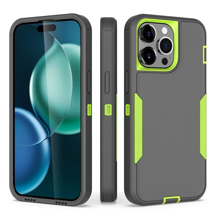 For iPhone 15 Pro Max 2 in 1 PC Hybrid TPU Phone Case(Gray+Fluorescent Green) - HoMEdemic™ 