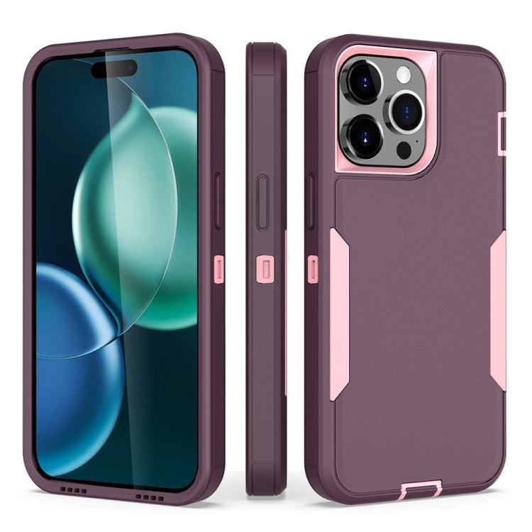 For iPhone 15 Pro Max 2 in 1 PC Hybrid TPU Phone Case(Purple Red+Pink) - HoMEdemic™ 