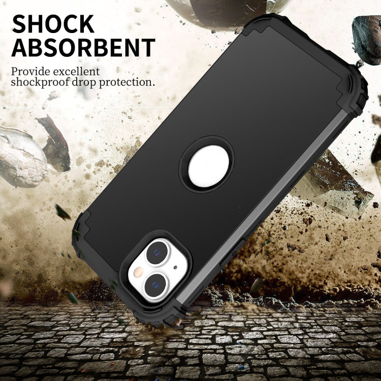 For iPhone 15 Pro Max 3 in 1 Silicone Hybrid PC Shockproof Phone Case(Black) - HoMEdemic™ 