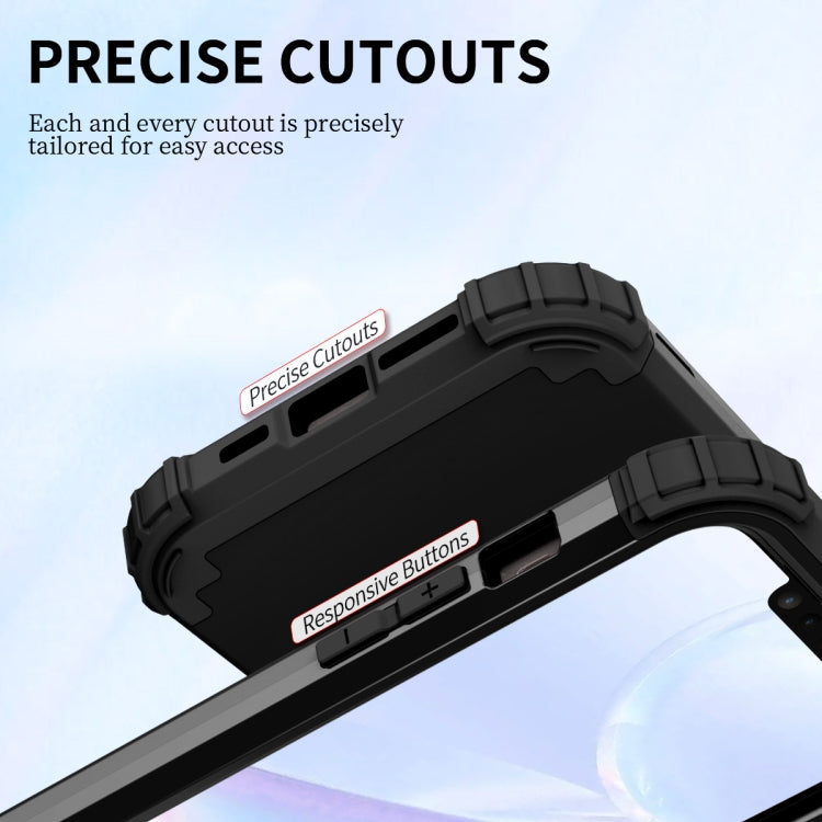 For iPhone 15 Pro Max 3 in 1 Silicone Hybrid PC Shockproof Phone Case(Black) - HoMEdemic™ 