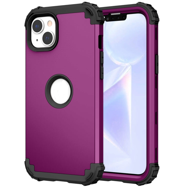 For iPhone 15 Pro Max 3 in 1 Silicone Hybrid PC Shockproof Phone Case(Purple) - HoMEdemic™ 