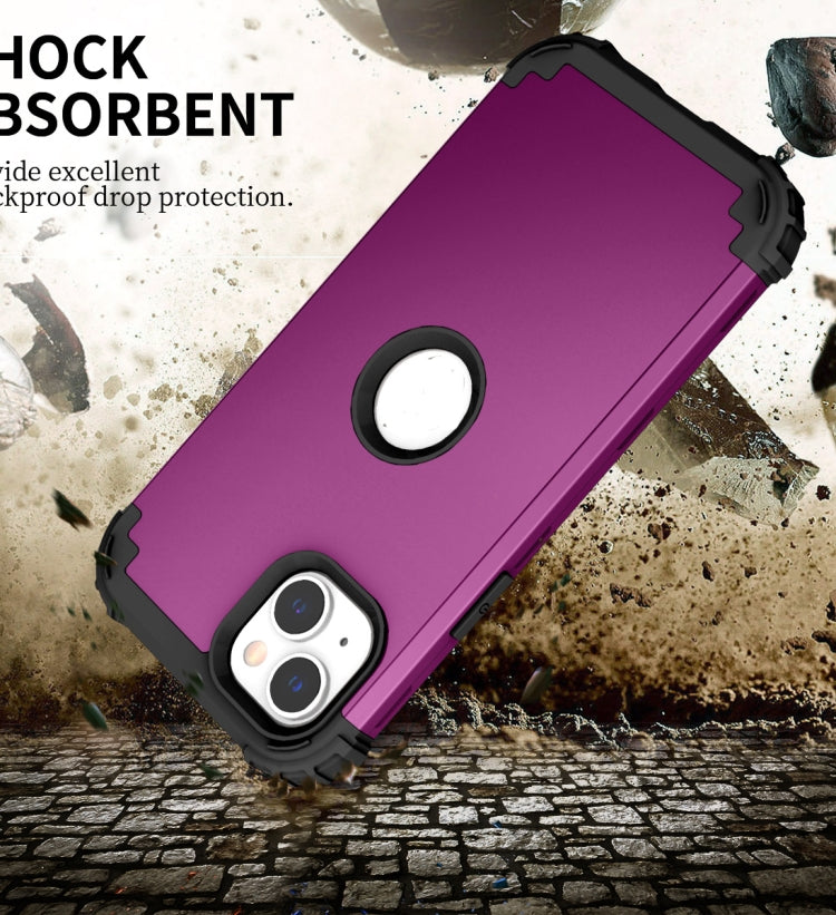 For iPhone 15 Pro Max 3 in 1 Silicone Hybrid PC Shockproof Phone Case(Purple) - HoMEdemic™ 