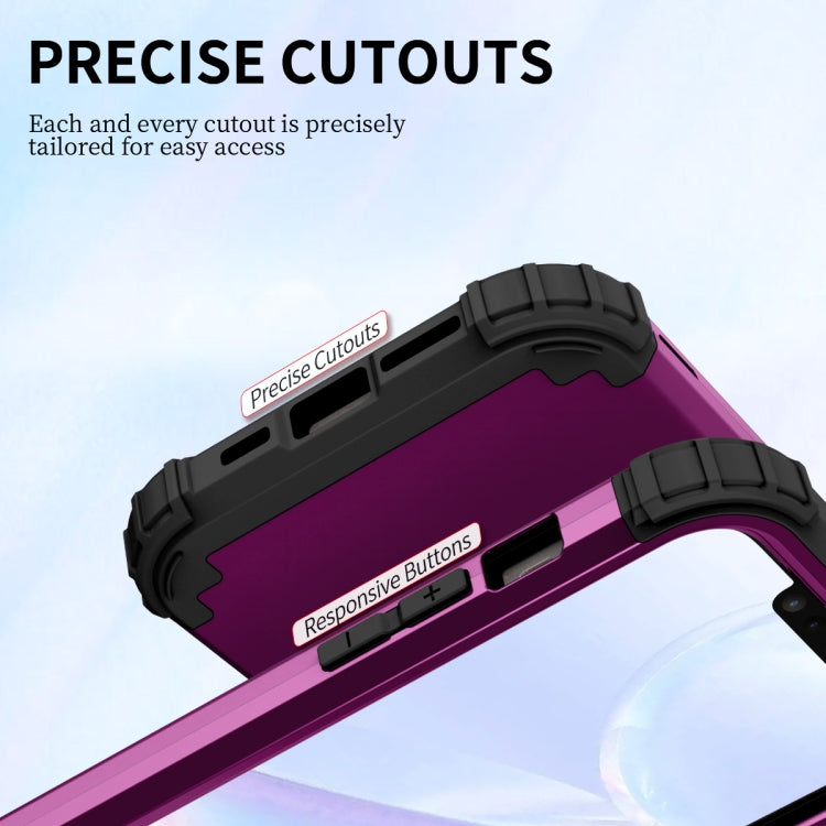 For iPhone 15 Pro Max 3 in 1 Silicone Hybrid PC Shockproof Phone Case(Purple) - HoMEdemic™ 