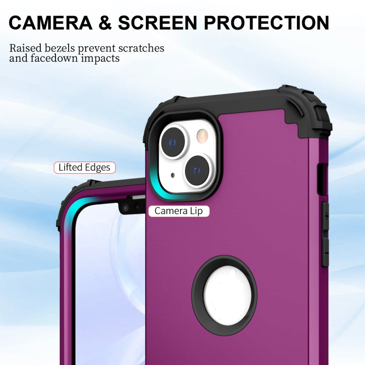 For iPhone 15 Pro Max 3 in 1 Silicone Hybrid PC Shockproof Phone Case(Purple) - HoMEdemic™ 
