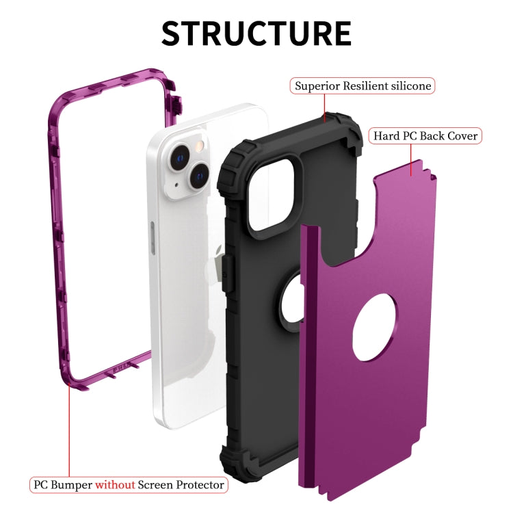 For iPhone 15 Pro Max 3 in 1 Silicone Hybrid PC Shockproof Phone Case(Purple) - HoMEdemic™ 
