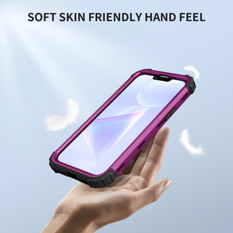 For iPhone 15 Pro Max 3 in 1 Silicone Hybrid PC Shockproof Phone Case(Purple) - HoMEdemic™ 