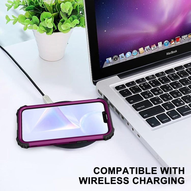 For iPhone 15 Pro Max 3 in 1 Silicone Hybrid PC Shockproof Phone Case(Purple) - HoMEdemic™ 