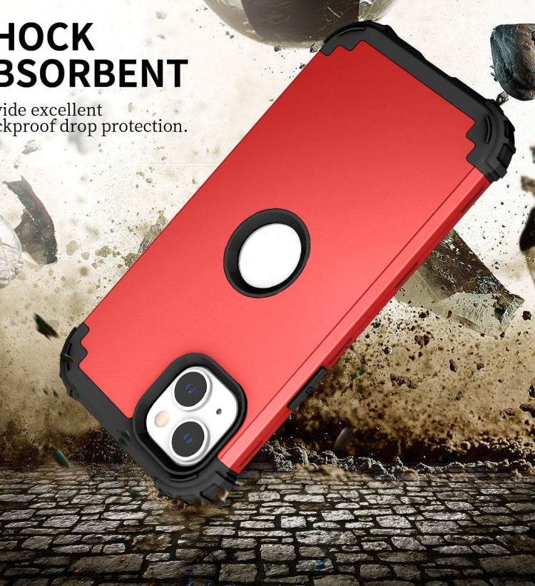 For iPhone 15 Pro Max 3 in 1 Silicone Hybrid PC Shockproof Phone Case(Red) - HoMEdemic™ 