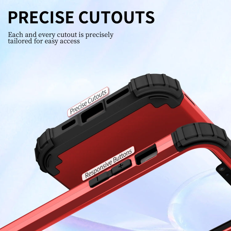 For iPhone 15 Pro Max 3 in 1 Silicone Hybrid PC Shockproof Phone Case(Red) - HoMEdemic™ 