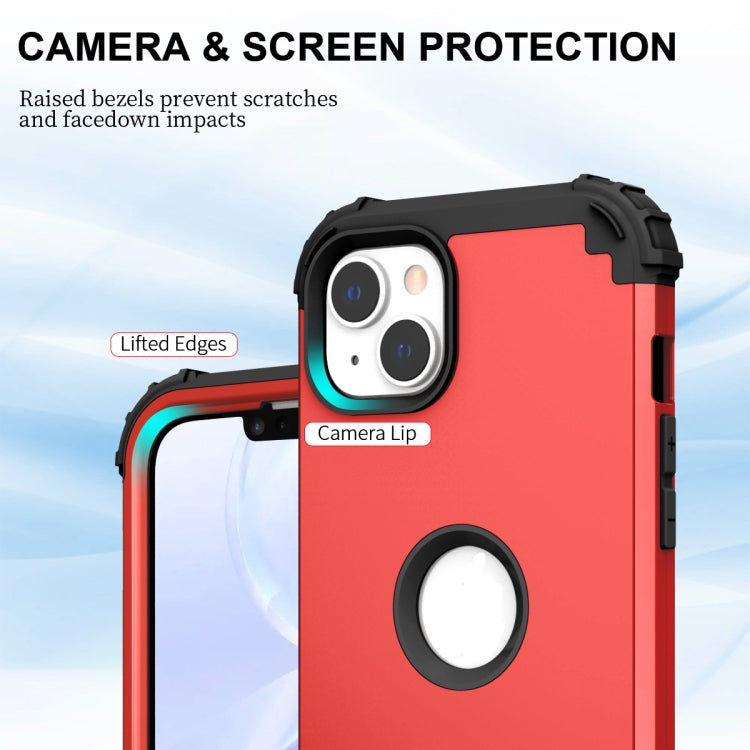 For iPhone 15 Pro Max 3 in 1 Silicone Hybrid PC Shockproof Phone Case(Red) - HoMEdemic™ 