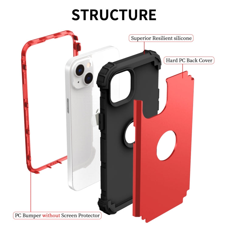 For iPhone 15 Pro Max 3 in 1 Silicone Hybrid PC Shockproof Phone Case(Red) - HoMEdemic™ 