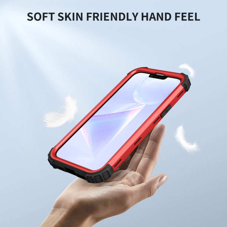 For iPhone 15 Pro Max 3 in 1 Silicone Hybrid PC Shockproof Phone Case(Red) - HoMEdemic™ 
