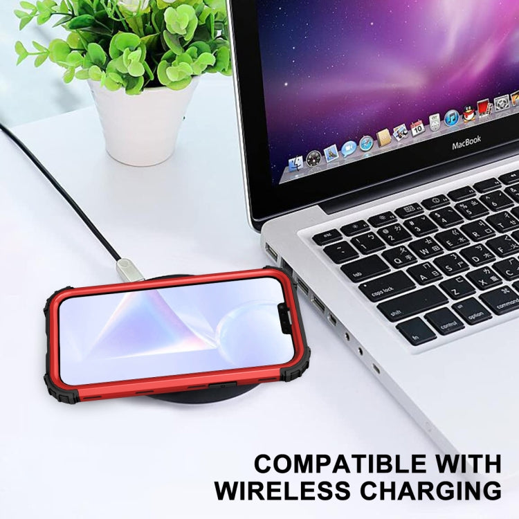 For iPhone 15 Pro Max 3 in 1 Silicone Hybrid PC Shockproof Phone Case(Red) - HoMEdemic™ 