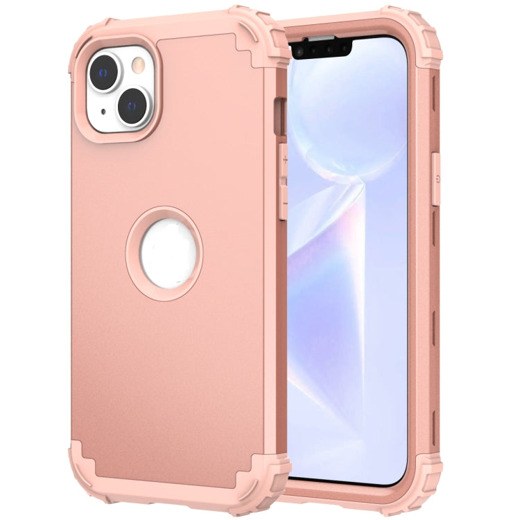 For iPhone 15 Pro Max 3 in 1 Silicone Hybrid PC Shockproof Phone Case(Rose Gold) - HoMEdemic™ 